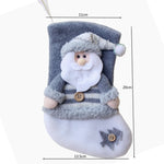 Borsa regalo per calzini natalizi in flanella spessa con 3 decorazioni natalizie, Elderly, Snowman, Elk