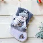 Borsa regalo per calzini natalizi in flanella spessa con 3 decorazioni natalizie, Elderly, Snowman, Elk