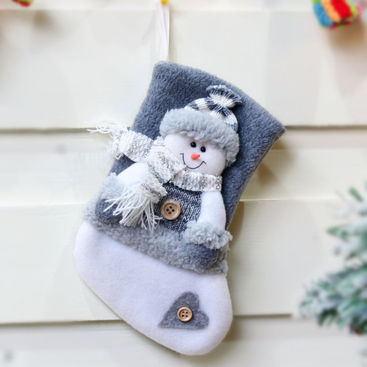Borsa regalo per calzini natalizi in flanella spessa con 3 decorazioni natalizie, Elderly, Snowman, Elk
