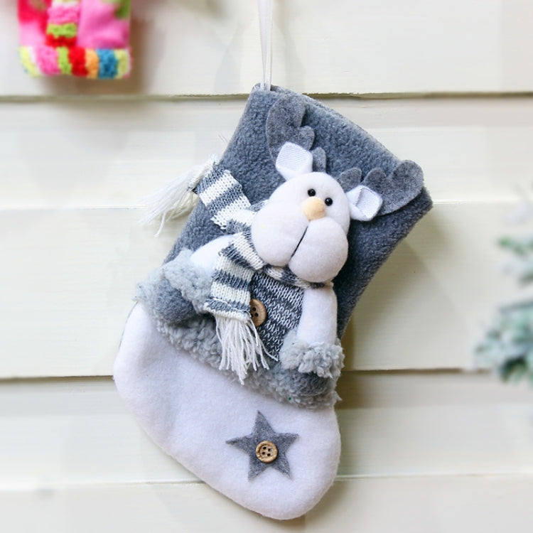 Borsa regalo per calzini natalizi in flanella spessa con 3 decorazioni natalizie, Elderly, Snowman, Elk