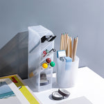 2 pezzi portapenne da tavolo multifunzione a 4 griglie custodia per ufficio scuola scatola di plastica trasparente organizer per matite da scrivania