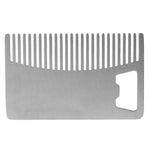 Pettine per barba in metallo da 3 pezzi con apribottiglie Strumento multiuso formato carta di credito, Metal