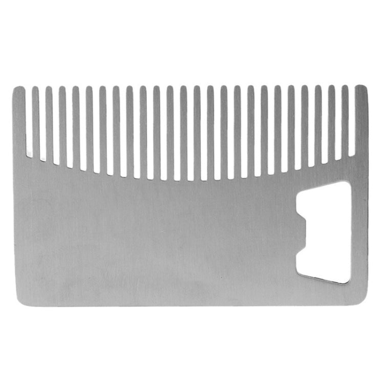 Pettine per barba in metallo da 3 pezzi con apribottiglie Strumento multiuso formato carta di credito, Metal