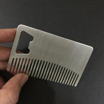 Pettine per barba in metallo da 3 pezzi con apribottiglie Strumento multiuso formato carta di credito, Metal