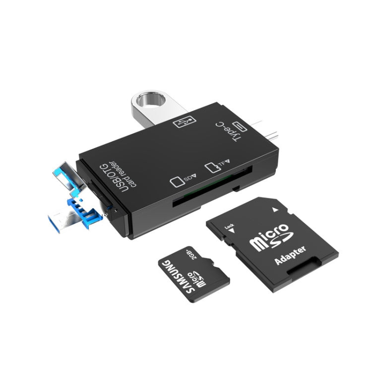 2 PC Type-C e Micro USB e USB 2.0 Lettore di schede multifunzione 3 in 1, supporto disco U / TF / SD, Black, White