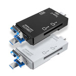 2 PC Type-C e Micro USB e USB 2.0 Lettore di schede multifunzione 3 in 1, supporto disco U / TF / SD, Black, White