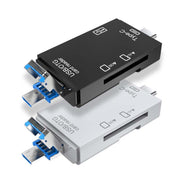 2 PC Type-C e Micro USB e USB 2.0 Lettore di schede multifunzione 3 in 1, supporto disco U / TF / SD, Black, White