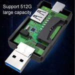 2 PC Type-C e Micro USB e USB 2.0 Lettore di schede multifunzione 3 in 1, supporto disco U / TF / SD, Black, White