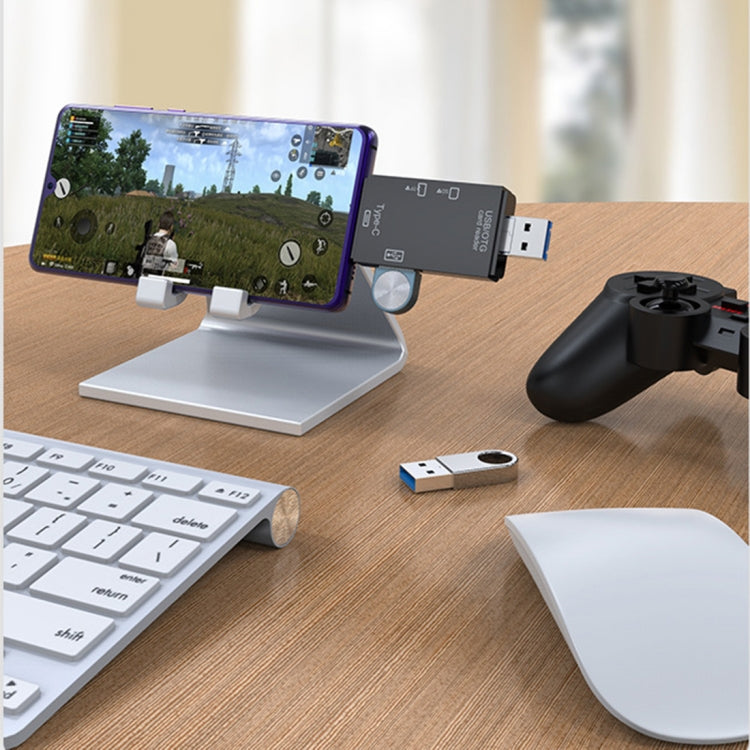 2 PC Type-C e Micro USB e USB 2.0 Lettore di schede multifunzione 3 in 1, supporto disco U / TF / SD, Black, White