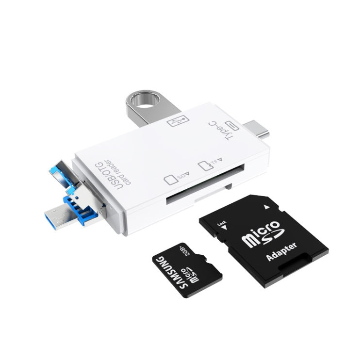 2 PC Type-C e Micro USB e USB 2.0 Lettore di schede multifunzione 3 in 1, supporto disco U / TF / SD, Black, White