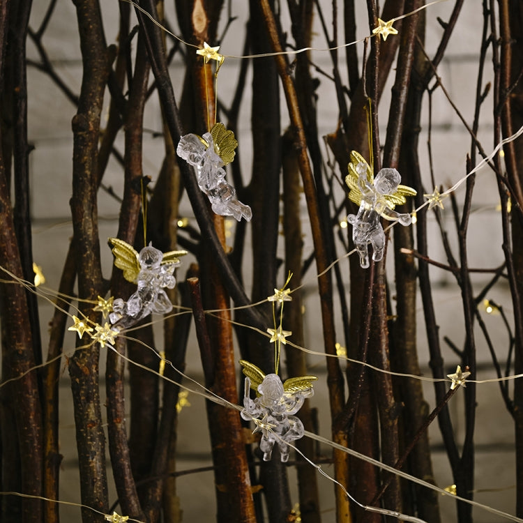10 sacchetti di decorazioni natalizie con ciondolo angelo trasparente, ornamenti per l'albero di Natale, 4pcs/bag