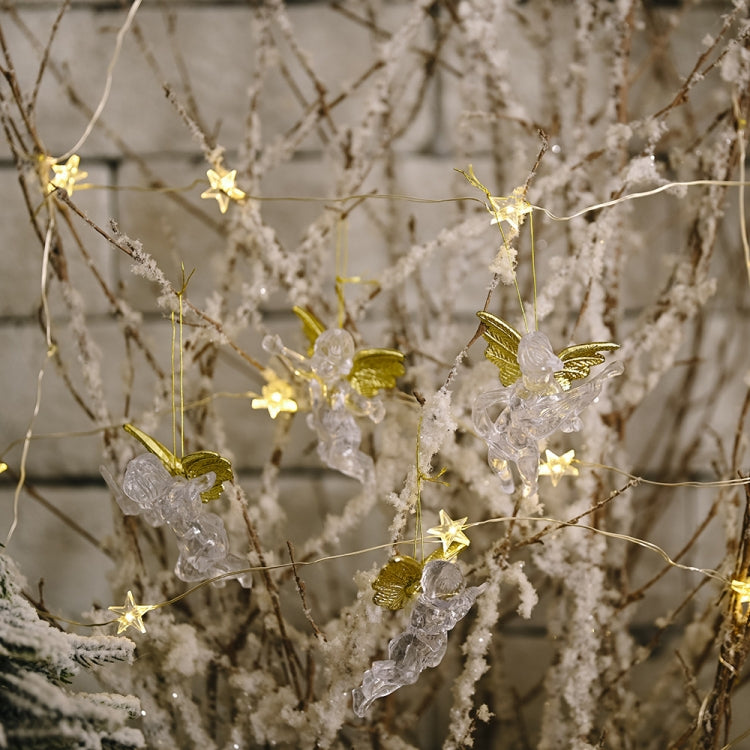 10 sacchetti di decorazioni natalizie con ciondolo angelo trasparente, ornamenti per l'albero di Natale, 4pcs/bag