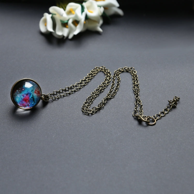 Collana con pendente galassia stellata cosmica solare in vetro a doppia faccia
