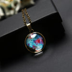 Collana con pendente galassia stellata cosmica solare in vetro a doppia faccia