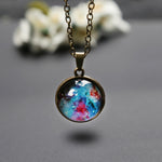 Collana con pendente galassia stellata cosmica solare in vetro a doppia faccia