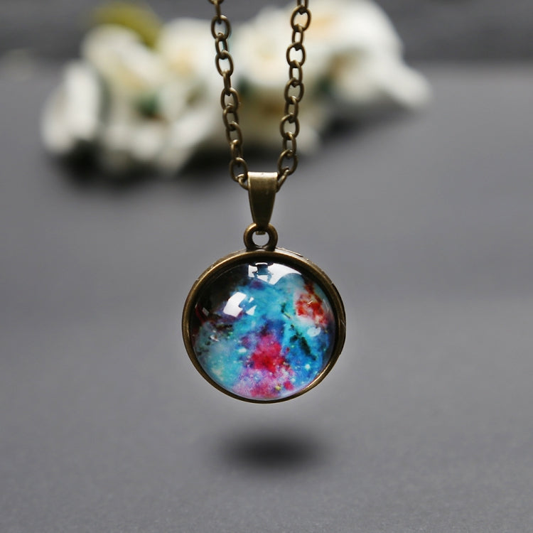 Collana con pendente galassia stellata cosmica solare in vetro a doppia faccia
