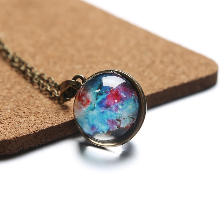 Collana con pendente galassia stellata cosmica solare in vetro a doppia faccia