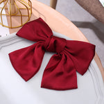 5 accessori per capelli con fiocco in raso e forcina per la testa posteriore, Wine Red, Black, Dark Yellow, Tibetan Blue, Dark Green, Light Pink, Light Purple, Black Wave Point, Wine Red Wave Point