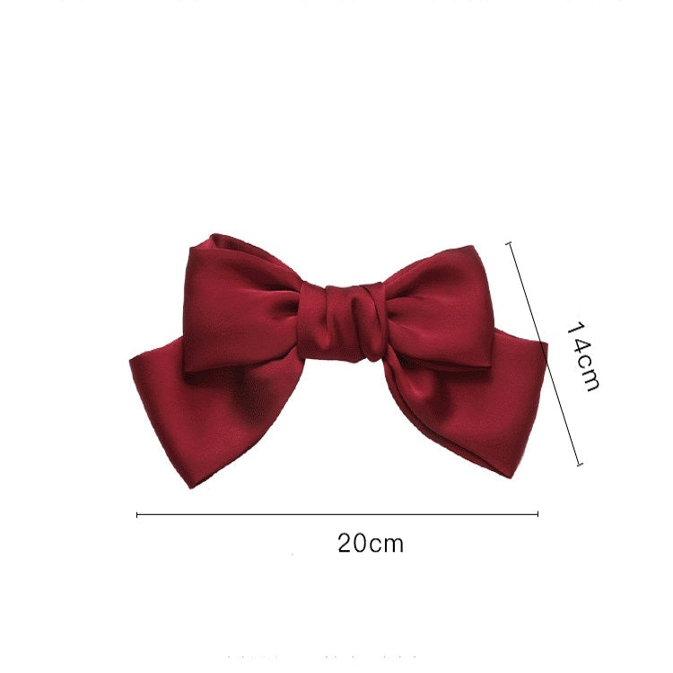 5 accessori per capelli con fiocco in raso e forcina per la testa posteriore, Wine Red, Black, Dark Yellow, Tibetan Blue, Dark Green, Light Pink, Light Purple, Black Wave Point, Wine Red Wave Point
