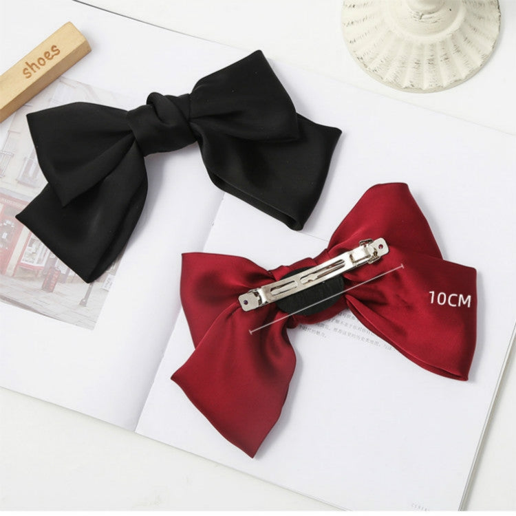 5 accessori per capelli con fiocco in raso e forcina per la testa posteriore, Wine Red, Black, Dark Yellow, Tibetan Blue, Dark Green, Light Pink, Light Purple, Black Wave Point, Wine Red Wave Point