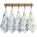 5 pezzi di garza a sei strati in cotone per bambini, fazzoletti quadrati per saliva, stili di consegna casuale, 25x25cm, 30x30cm