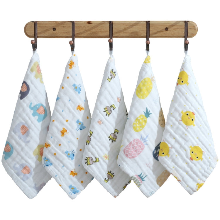 5 pezzi di garza a sei strati in cotone per bambini, fazzoletti quadrati per saliva, stili di consegna casuale, 25x25cm, 30x30cm