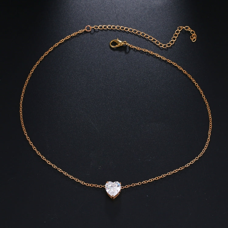 Collana con ciondolo a cuore in cristallo Collana a catena corta femminile