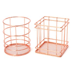 Scatola portapenne in metallo oro rosa, custodia in ferro, cestino per ricezione, cancelleria per ufficio, forniture per scrivania scolastica