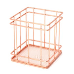 Scatola portapenne in metallo oro rosa, custodia in ferro, cestino per ricezione, cancelleria per ufficio, forniture per scrivania scolastica