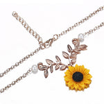 Delicata collana con ciondolo girasole Collana da donna con perle imitazione creativa