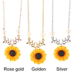 Delicata collana con ciondolo girasole Collana da donna con perle imitazione creativa