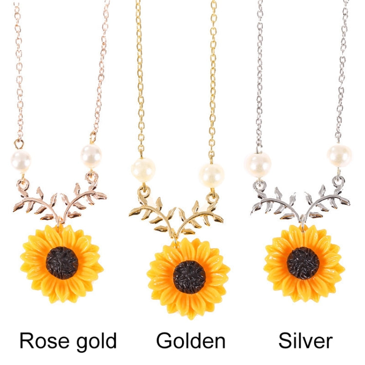 Delicata collana con ciondolo girasole Collana da donna con perle imitazione creativa