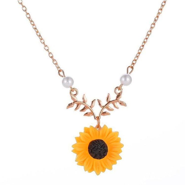 Delicata collana con ciondolo girasole Collana da donna con perle imitazione creativa