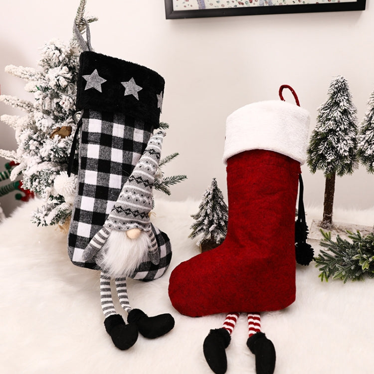 Calzini natalizi per bambole senza volto con piedi appesi, borsa regalo con decorazione natalizia