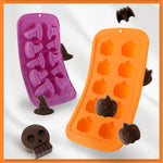 Set da 3 stampi per cioccolato per cartoni animati di Halloween, Skull Shape, Pumpkin Head Shape, Wizard Hat Shape, Bat Shape