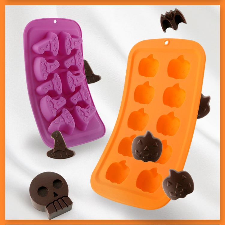 Set da 3 stampi per cioccolato per cartoni animati di Halloween, Skull Shape, Pumpkin Head Shape, Wizard Hat Shape, Bat Shape