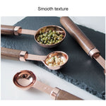 Set di misurazioni per bilancia da barista, utensili da cucina placcati in rame con manico in noce, 4 PCS / Set Measuring Spoon, 4 PCS / Set Measuring Cup