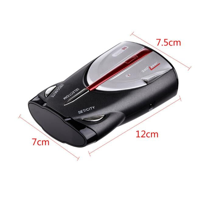 Rilevatore di auto anti radar laser 12V Display a LED da 360 gradi Tachimetro della polizia Avviso vocale/allarme, 360 Degree