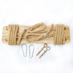 Altalena in legno massello con corda di canapa 61x19x5 cm