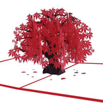 Biglietto d'auguri tridimensionale per albero di acero Biglietto d'auguri di compleanno Biglietto 3D con foglia d'acero rossa, Maple Tree Greeting Card