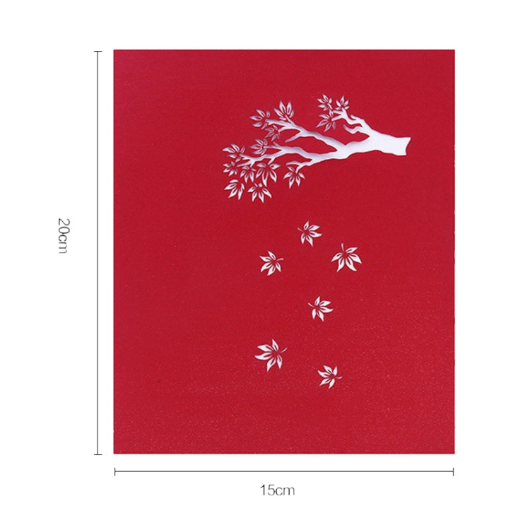Biglietto d'auguri tridimensionale per albero di acero Biglietto d'auguri di compleanno Biglietto 3D con foglia d'acero rossa, Maple Tree Greeting Card