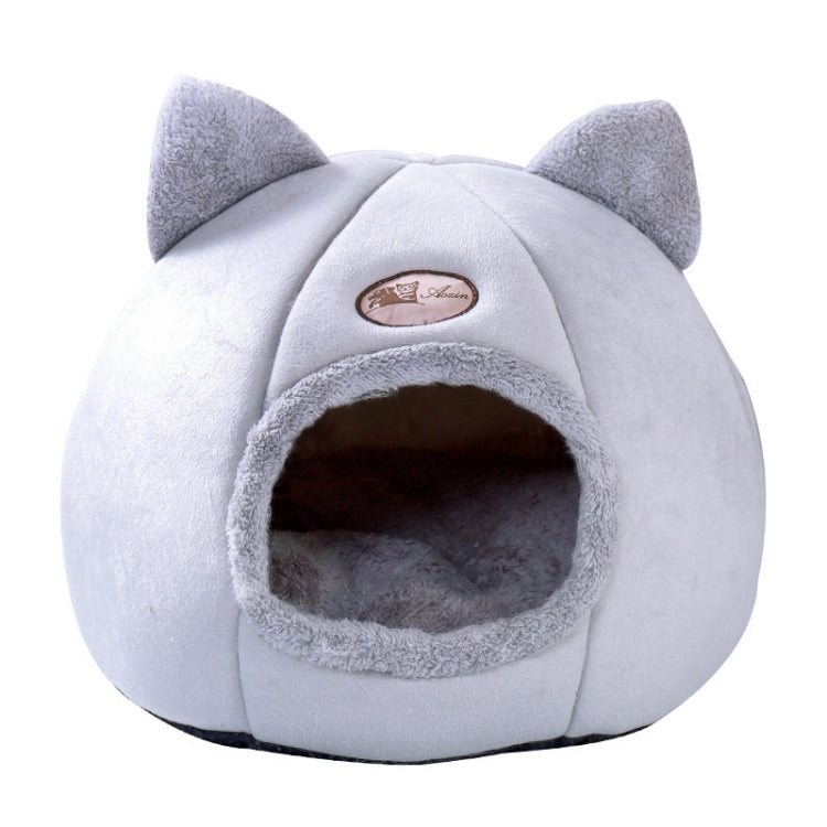 Nido per animali rotondo caldo e vellutato invernale semichiuso, M 33x33x33cm, L 36x36x36cm, XL 40x40x40cm