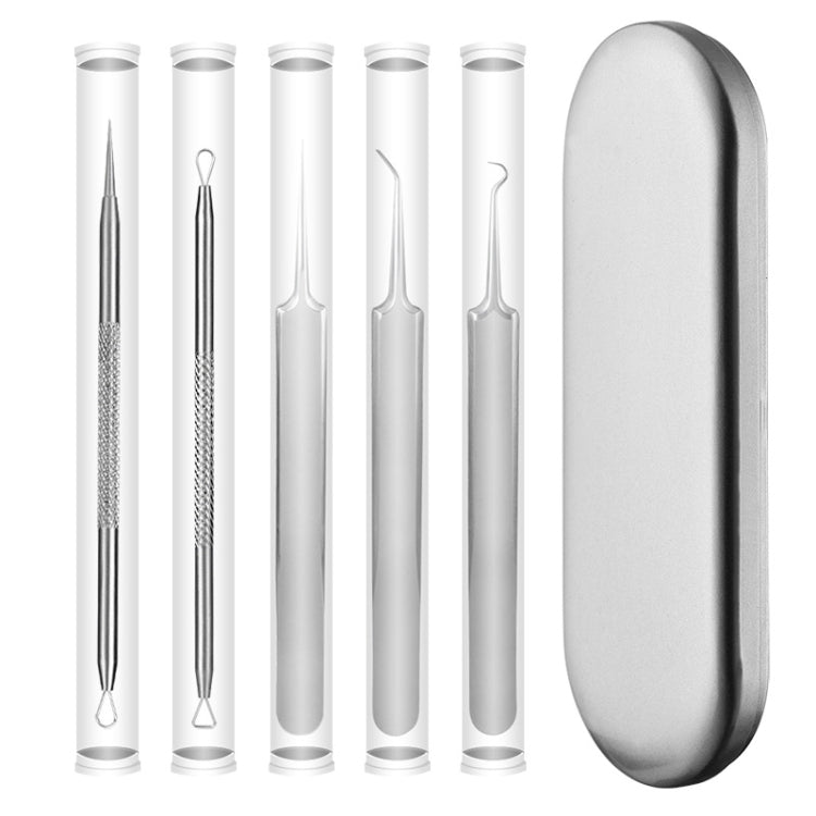 3 set di aghi per acne in acciaio inossidabile con morsetto per acne, per spremere lo strumento per punti neri dell'acne, 2 in 1, 5 in 1