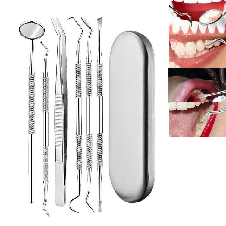 Set di strumenti per dentista per strumenti per tartaro per cure odontoiatriche in acciaio inossidabile, 3 in 1 Silver Box, 5 in 1 Silver Box, 6 in 1 Silver Box, 6 in 1 Pink Box, 6 in 1 Black Box, 5 in 1 Steel Side Leather Case
