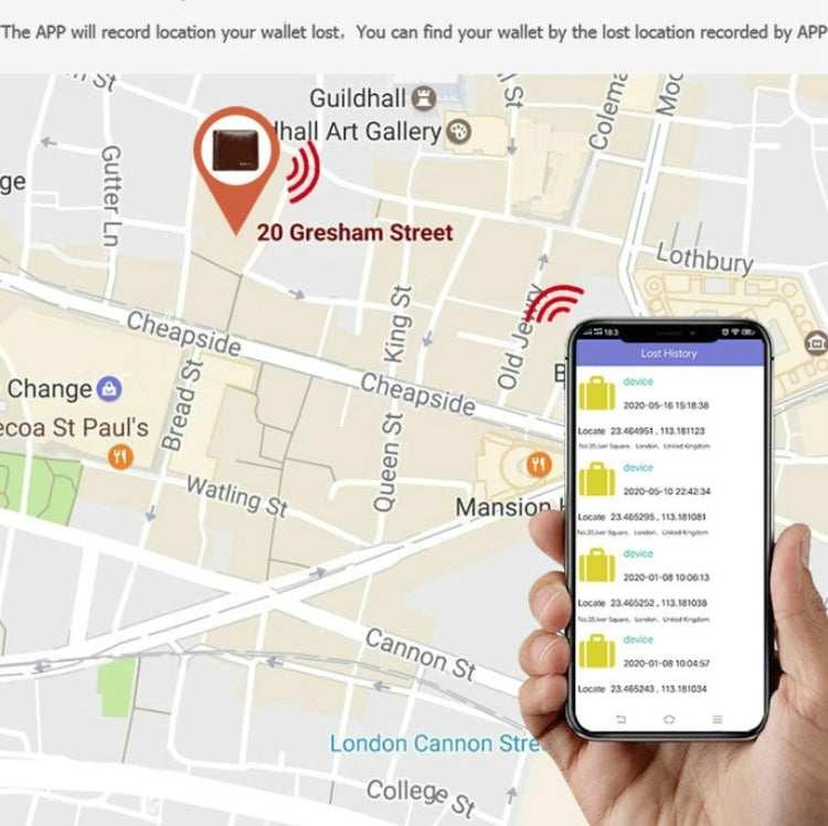 Portafoglio verticale Smart Bluetooth Borsa in pelle antifurto antismarrimento, Smart