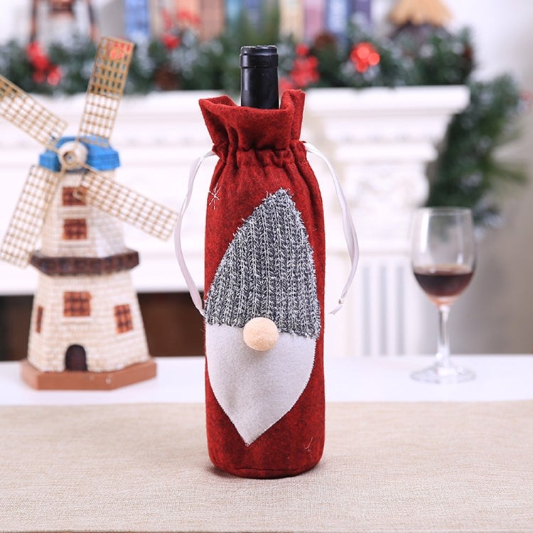 3 pezzi di borse per bottiglie di vino da uomo anziano senza volto ricamate a macchina natalizie, decorazioni per bottiglie di vino da tavolo