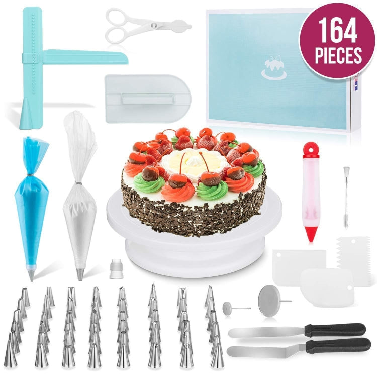 Set di giradischi per torta 164 in 1, strumenti per decorare la bocca in acciaio inossidabile, 164 PCS/Set