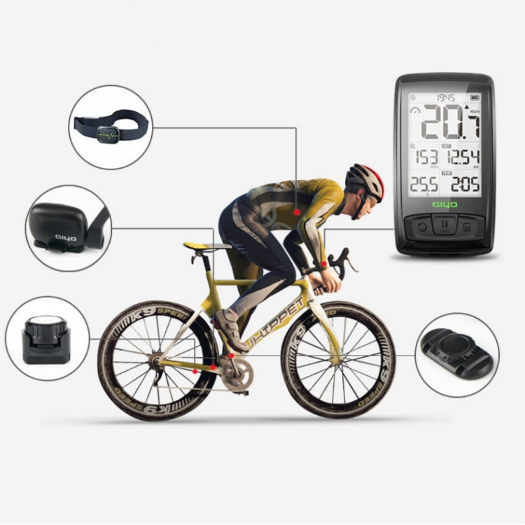 Contachilometri tachimetro per bici da strada wireless Bluetooth GIYO M4 per computer da bicicletta, GIYO M4