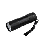 9 LED 395NM Mini torcia UV lampada di sicurezza per rilevamento agenti fluorescenti