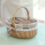 Cestino da picnic intrecciato a mano Cestino portaoggetti in rattan di tela di sacco, Small, Large